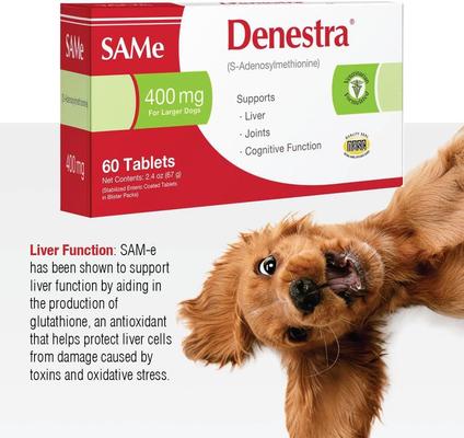 Show full view: Denestra SAMe 200mg Tablet Liver & Joint Supplement for Dogs, 60 count slide 4 of 8
