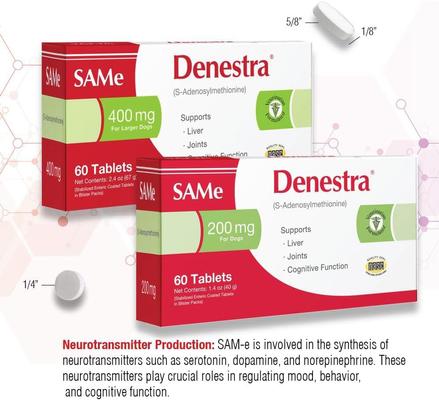 Show full view: Denestra SAMe 200mg Tablet Liver & Joint Supplement for Dogs, 60 count slide 7 of 8