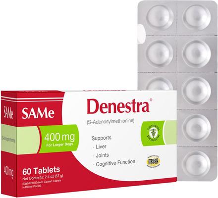 Show full view: Denestra SAMe 400mg Tablet Liver & Joint Supplement for Dogs, 60 count slide 8 of 9