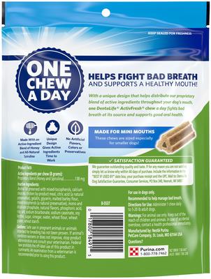 Show full view: DentaLife ActivFresh Daily Oral Care Mini Dental Dog Treats, 21 count slide 3 of 11