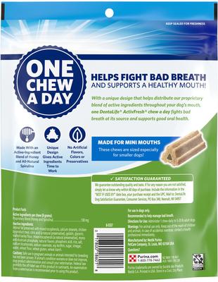 Show full view: DentaLife ActivFresh Daily Oral Care Mini Dental Dog Treats, 90 count slide 3 of 11