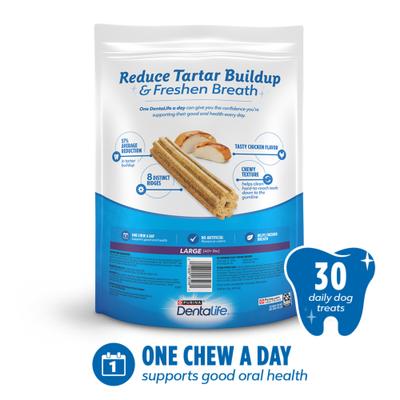 Show full view: DentaLife Daily Oral Care Chicken Flavor Large Adult Dental Dog Treats, 30 count pouch slide 3 of 11