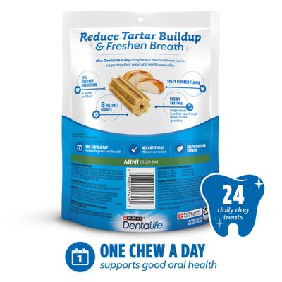 Show full view: DentaLife Daily Oral Care Chicken Flavor Mini Dental Dog Treats, 24 count slide 3 of 12