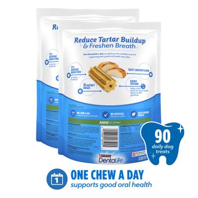 Show full view: DentaLife Daily Oral Care Chicken Flavor Mini Dental Dog Treats, 90 count slide 3 of 10
