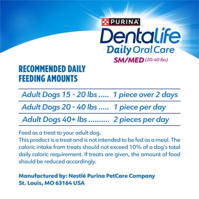Show full view: DentaLife Daily Oral Care Chicken Flavor Small/Medium Adult Dental Dog Treats, 10 count pouch slide 10 of 11