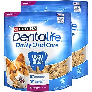 DentaLife Daily Oral Care Chicken Flavor Small/Medium Adult Dental Dog Treats, 94 count pouch