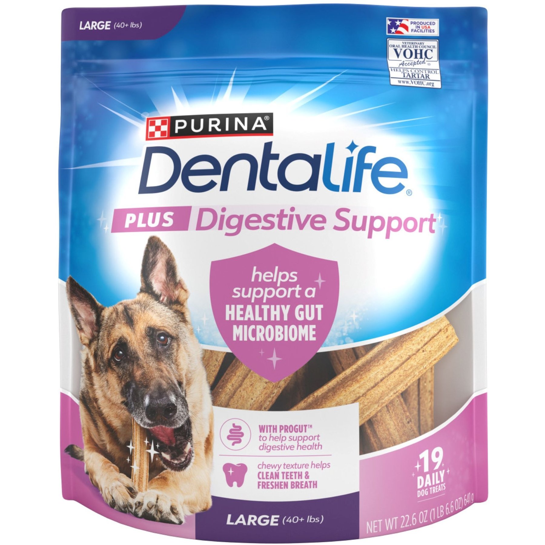 DentaLife Plus Digestive Support Chicken & Pumpkin Flavor Large Dental Dog Treats, 19 count (original)