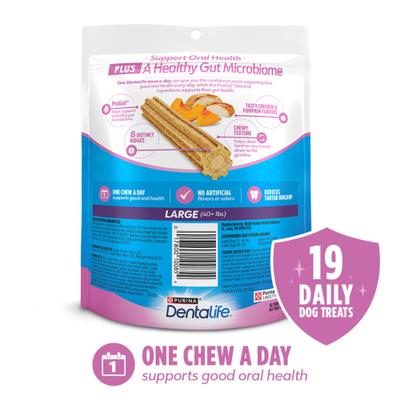 Show full view: DentaLife Plus Digestive Support Chicken & Pumpkin Flavor Large Dental Dog Treats, 19 count (original) slide 3 of 12