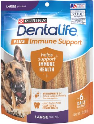 Show full view: DentaLife Plus Immune Support Chicken, Apple & Blueberry Flavor Large Dog Dental Treats, 6 count slide 1 of 10
