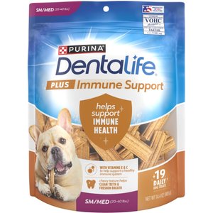DentaLife Plus Immune Support Chicken, Apple & Blueberry Flavor Small/Medium Dental Dog Treats, 19 count (original)