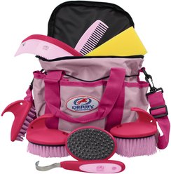 Derby Originals 9-Piece Horse Grooming Set & Carry Bag, Hot Pink/Pink