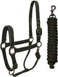 Derby Originals Blackout Breakaway Reflective Safety Horse Stable Halter & Lead, Midnight Black, Full Horse