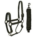 Derby Originals Blackout Breakaway Reflective Safety Horse Stable Halter & Lead, Midnight Black, Full Horse