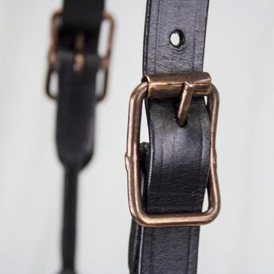 Show full view: Derby Originals Bronze Beauty Premium Round Rolled Leather Cattle Show Halter & Chain Lead, Havana, Small slide 2 of 4