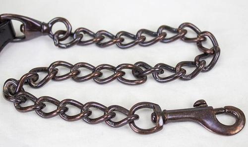 Show full view: Derby Originals Bronze Beauty Premium Round Rolled Leather Cattle Show Halter & Chain Lead, Havana, Small slide 3 of 4