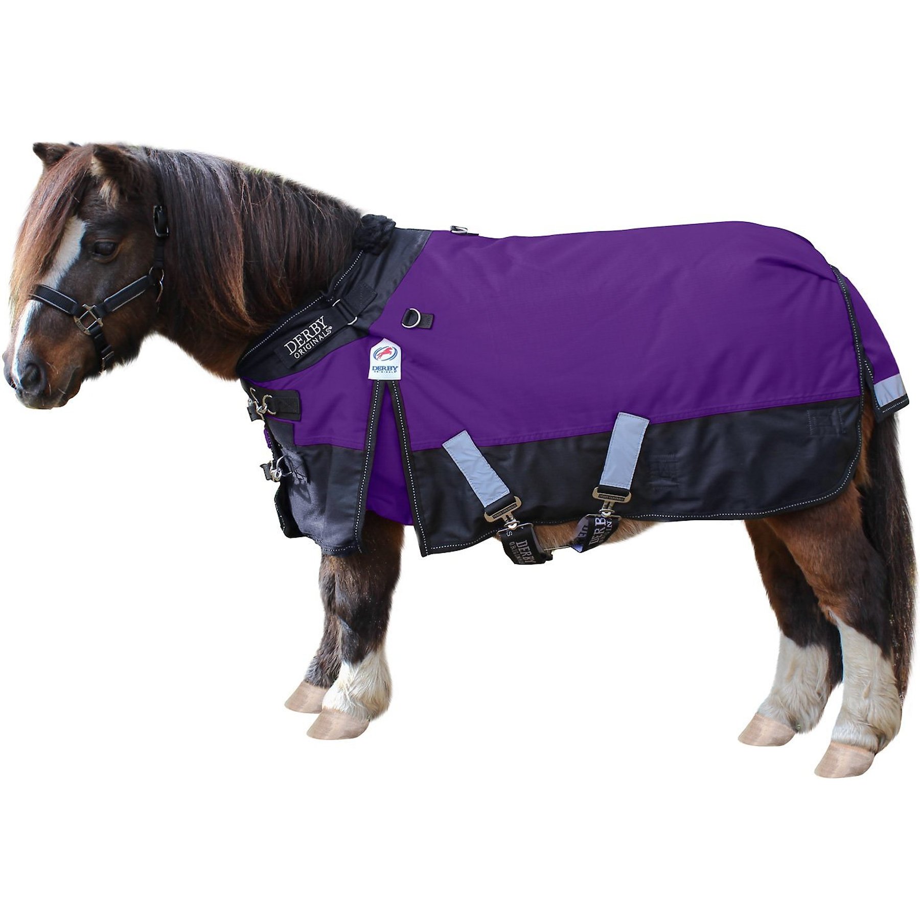 Derby Originals Classic Nordic-Tough 600D Ripstop Waterproof Winter Mediumweight Mini Horse & Pony Turnout Blanket, Purple with Black Trim, 44-in