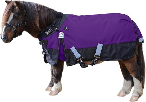 Show full view: Derby Originals Classic Nordic-Tough 600D Ripstop Waterproof Winter Mediumweight Mini Horse & Pony Turnout Blanket, Purple with Black Trim, 60-in slide 1 of 2