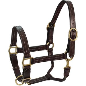 Derby Originals Coventry Triple Stitch Adjustable Leather Horse Halter, Dark Brown, Cob