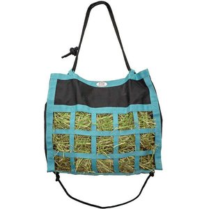 Derby Originals Drawstring Scratchless No Hardware Top Load Horse Hay Bag, Black/Turquoise Trim