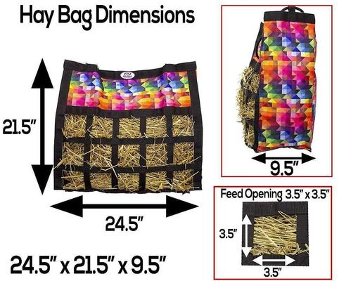 Show full view: Derby Originals Drawstring Scratchless No Hardware Top Load Horse Hay Bag, Purple/Charcoal Trim slide 4 of 4