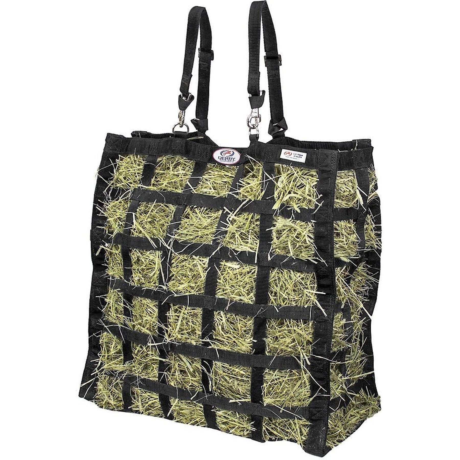 Derby Originals Easy-Feed Patented Four-Sided Slow Feed Horse Hay Bag, Black