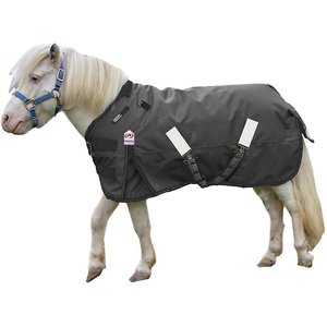 Derby Originals Extreme Elements Nordic-Tough 1200D Ripstop Waterproof Winter Heavyweight Mini Horse & Pony Turnout Blanket, Black with Black Trim, 46-in