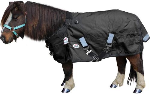 Show full view: Derby Originals Extreme Elements Nordic-Tough 1200D Ripstop Waterproof Winter Heavyweight Mini Horse & Pony Turnout Blanket, Turquoise with Black Trim, 36-in slide 2 of 4