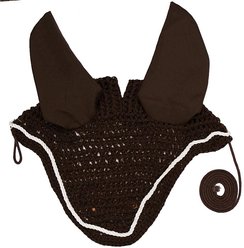 Derby Originals Paris Tack Comfort Show Crochet Pony Ear Net, Dark Brown with White Trim