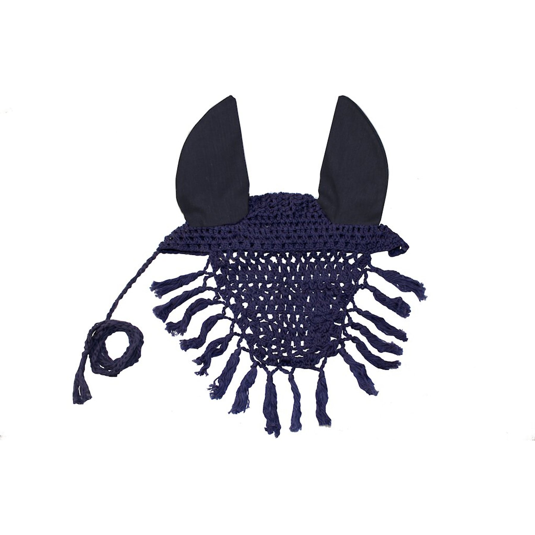 Derby Originals Paris Tack Premium Show Crochet Horse Fly Veil Bonnet, Full Horse, Blue