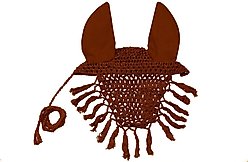 Derby Originals Paris Tack Premium Show Crochet Horse Fly Veil Bonnet, Full Horse, Brown