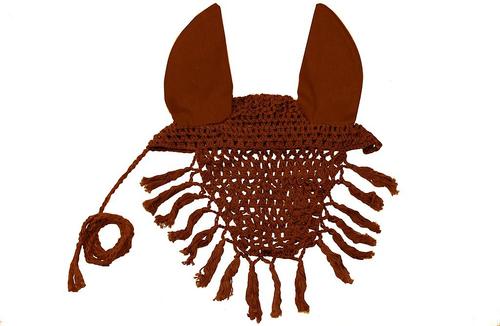 Show full view: Derby Originals Paris Tack Premium Show Crochet Horse Fly Veil Bonnet, Full Horse, Brown slide 1 of 1
