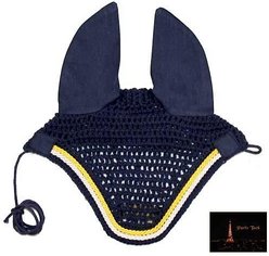 Derby Originals Paris Tack Show Crochet Horse Fly Veil & Ear Net, Navy, Full Horse