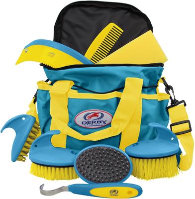 Show full view: Derby Originals Premium Comfort 9-Piece Horse Grooming Kit, Blue/Yellow slide 1 of 2