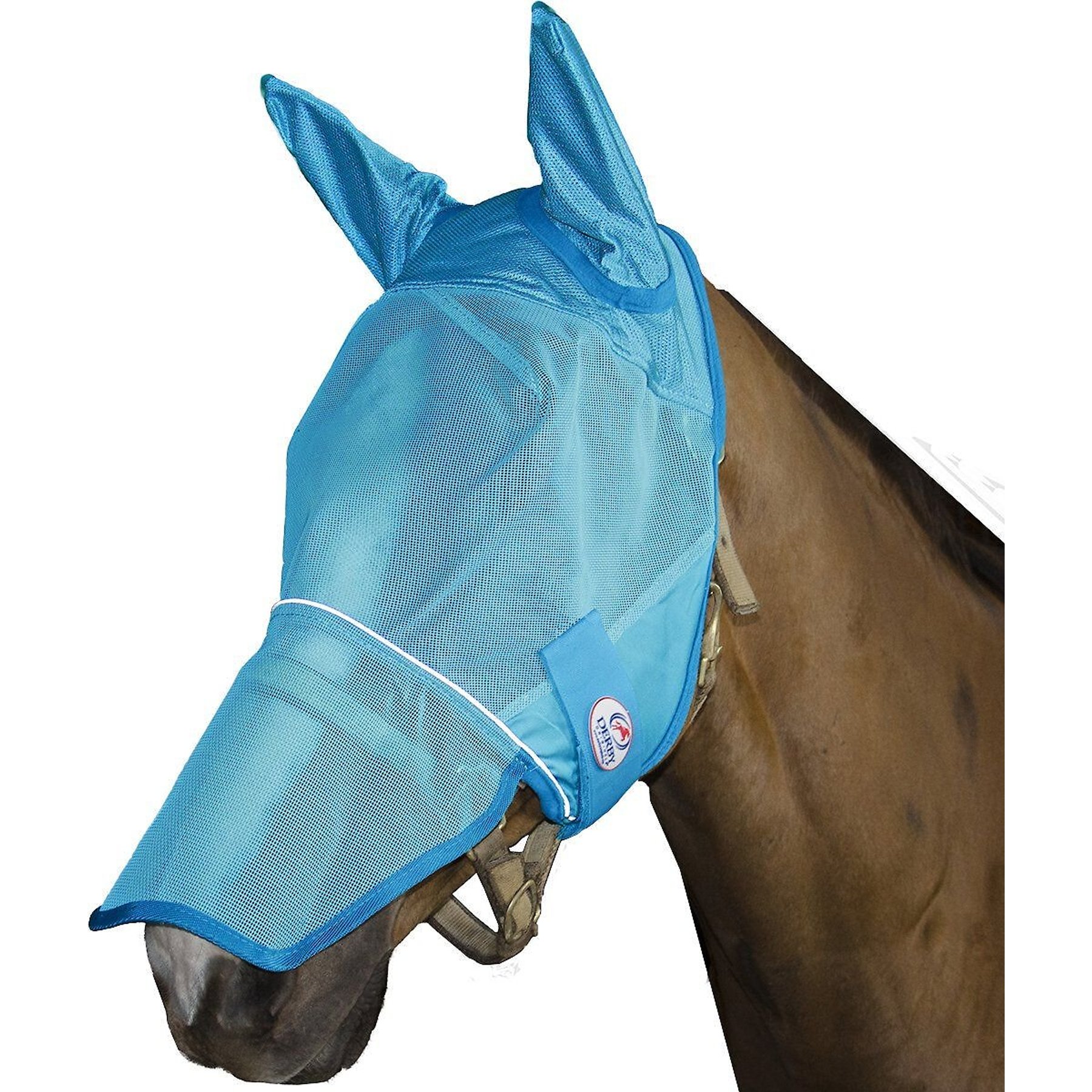 Derby Originals Reflective Horse Fly Mask with Ear & Nose Cover, Summer Blue, Cob/Arab