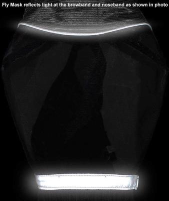 Show full view: Derby Originals Reflective Horse Fly Mask with Ear & Nose Fringe, Black, Cob/Arab slide 2 of 5