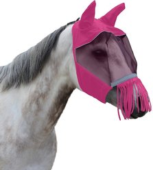 Derby Originals Reflective Horse Fly Mask with Ear & Nose Fringe, Hot Pink, Mini Horse