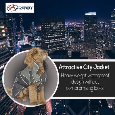 Show full view: Derby Originals Reflective Parka 420D Waterproof Heavyweight Winter Dog Coat, Purple/Charcoal, X-Large slide 2 of 5