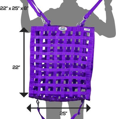 Show full view: Derby Originals Super-Tough Patented Four-Sided Slow Feed Horse Hay Bag, Petroleum Blue slide 4 of 5