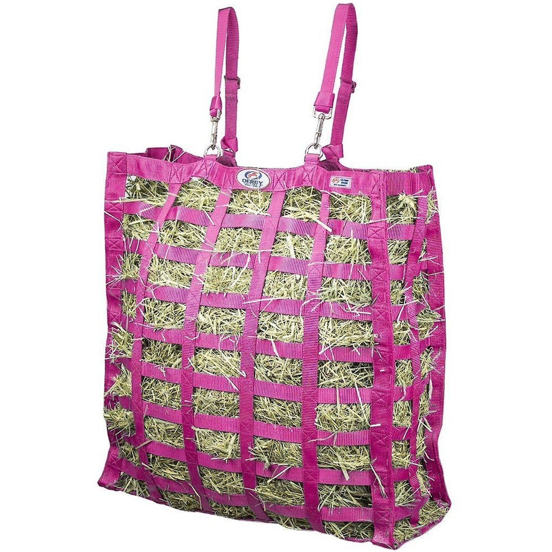 Derby Originals Supreme Patented Four-Sided Slow Feed Horse Hay Bag, Raspberry