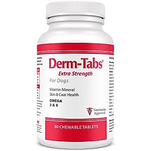 Derm-Tabs Extra Strength Liver Flavored Chewable Tablet Skin & Coat Supplement for Dogs, 60 count