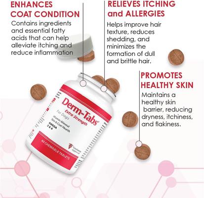 Show full view: Derm-Tabs Extra Strength Liver Flavored Chewable Tablet Skin & Coat Supplement for Dogs, 60 count slide 3 of 9