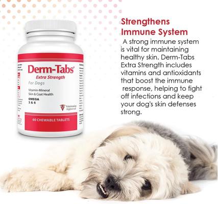 Show full view: Derm-Tabs Extra Strength Liver Flavored Chewable Tablet Skin & Coat Supplement for Dogs, 60 count slide 8 of 9
