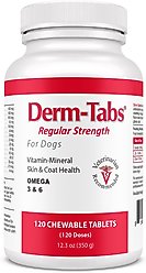 Derm-Tabs Regular Strength Liver Flavored Chewable Tablet Skin & Coat Supplement for Dogs, 120 count