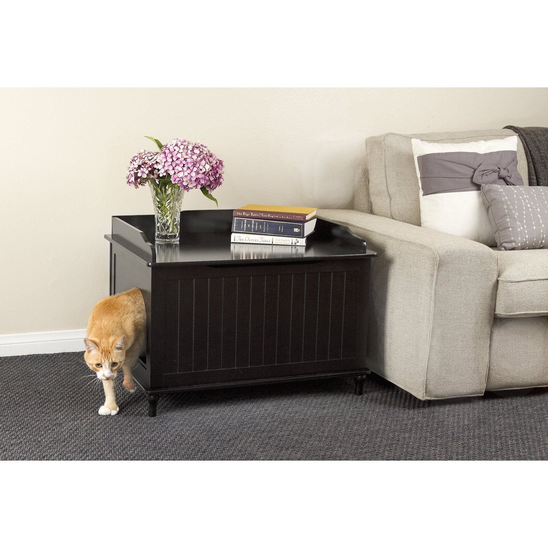 Designer Pet Products Catbox Enclosure Litter Box, Black