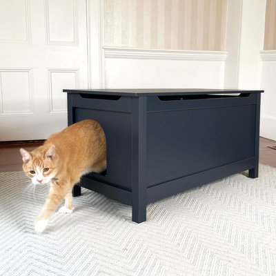 Designer Pet Products Designer Pet Products Parker Designer Catbox Litter Box Enclosure, Charcoal Black