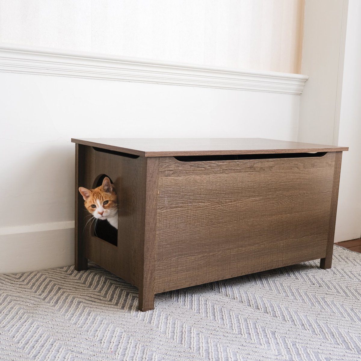 Designer Pet Products Parker Designer Wood Catbox Furniture Litter Box Enclosure, 36-in, Light Brown