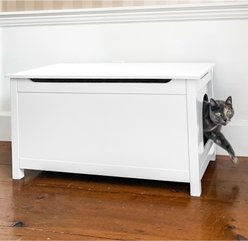 Designer Pet Products Parker Designer Wood Catbox Furniture Litter Box Enclosure, 36-in, White