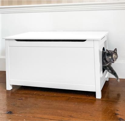 Show full view: Designer Pet Products Parker Designer Wood Catbox Furniture Litter Box Enclosure, 36-in, White slide 1 of 8