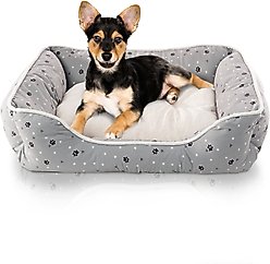 Details Microsuede Plush Cuddler Bolster Dog Bed, Gray
