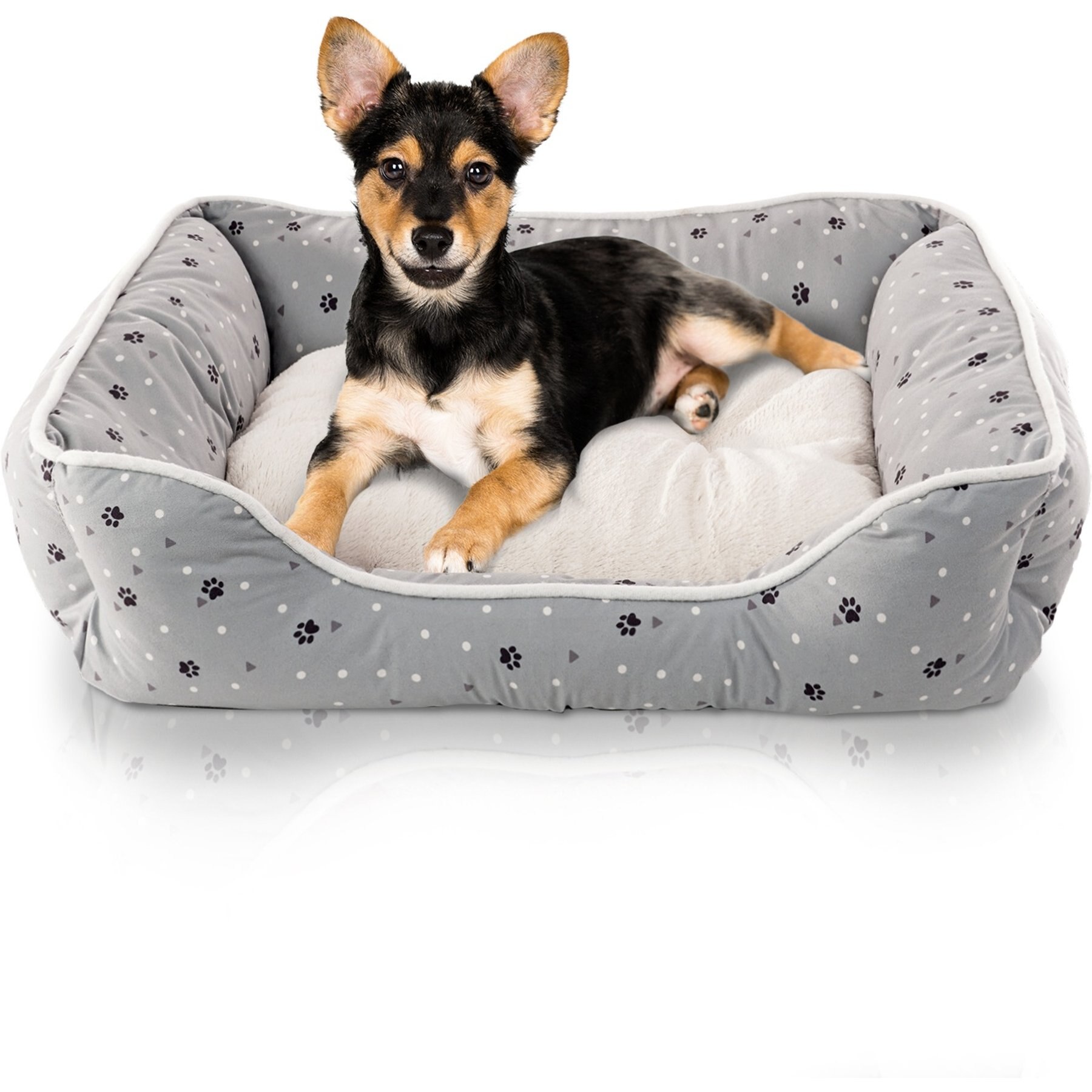 Details Microsuede Plush Cuddler Bolster Dog Bed, Gray